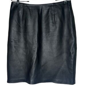 Vintage Yvonne Marie Black Soft Supple Lambs Leather Pencil Skirt‎ Lined Size 8